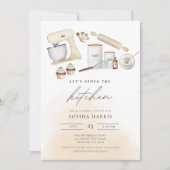 ストックザキッチンボホーウォーターカラーブライダルシャワー 招待状 (正面)