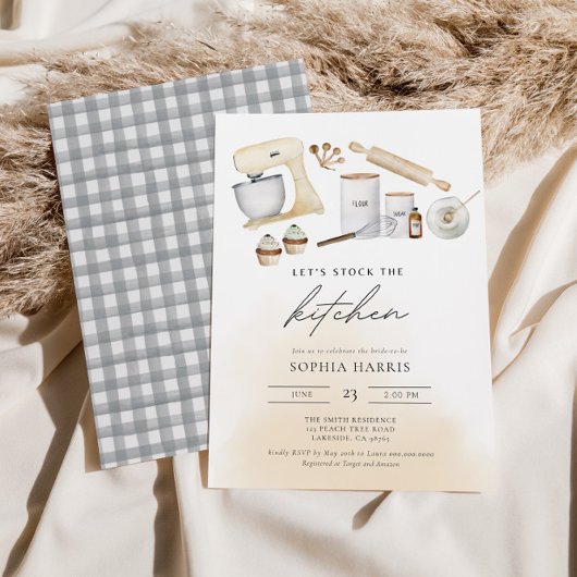 ストックザキッチンボホーウォーターカラーブライダルシャワー 招待状