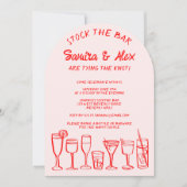 ストックザバーお洒落カクテルドリンク婚約 招待状 (正面)