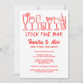 ストックザバーお洒落カクテルドリンク婚約 招待状 (正面)