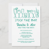 ストックザバーお洒落カクテルドリンク婚約 招待状 (正面)