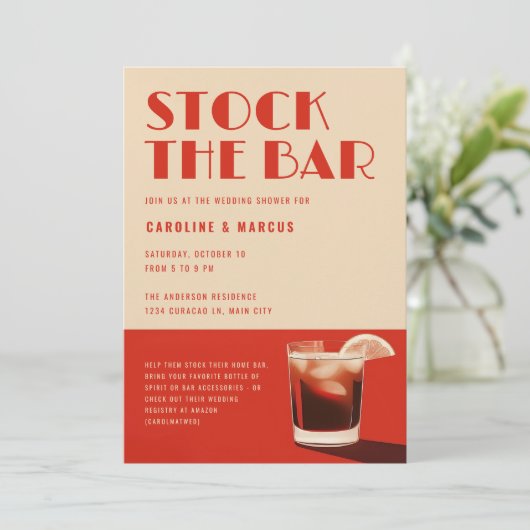 ストックザバーはっきりしたレトロウェディングシャワー 招待状 (スタンド正面)