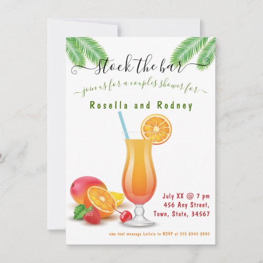 ストックザバーオレンジカップルシャワー招待状 招待状 (正面)