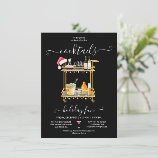 ストックザバーカクテルバーカートのクリスマスパーティー 招待状 (スタンド正面)