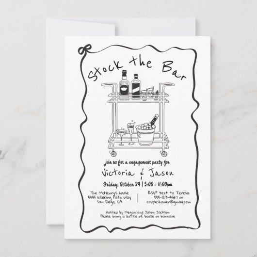 ストックザバーカクテルバーカート婚約パーティ 招待状 (正面)