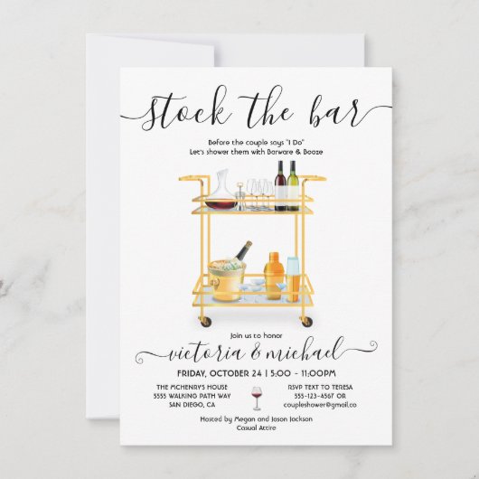 ストックザバーカクテルバーカート婚約パーティ 招待状 (正面)