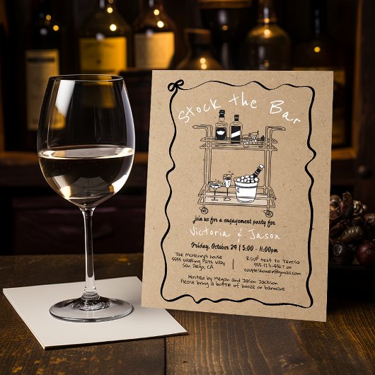 ストックザバーカクテルバーカート婚約パーティ 招待状