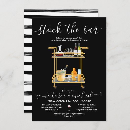 ストックザバーカクテルバーカート婚約パーティI 招待状 (正面/裏面)