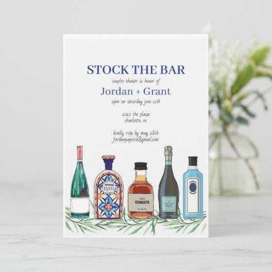 ストックザバーカップルウェディングシャワー招待状 招待状 (スタンド正面)