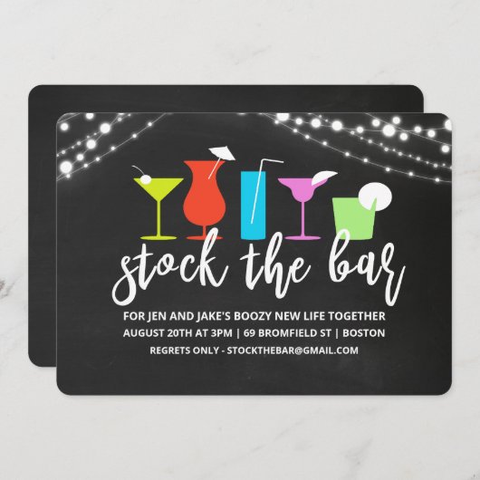 ストックザバーカップルズコードシャワー招待状 招待状 (正面/裏面)