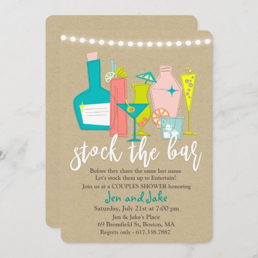 ストックザバーカップルズコードシャワー招待状 招待状 (正面/裏面)