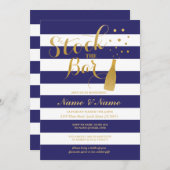 ストックザバーカップルズシャワーパーティーストライプ招待状 招待状 (正面/裏面)