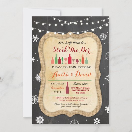 ストックザバークリスマススノーフレークチョーク招待状 招待状 (正面)