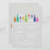 ストックザバーチョークグレー婚約招待状 招待状 (正面/裏面)