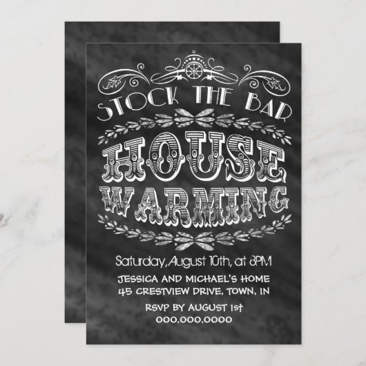 ストックザバーハウスウォーミングパーティー 招待状 (正面/裏面)