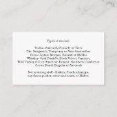 ストックザバーブライダルシャワーラッフルチケットシンプル- エンクロージャーカード (裏面)