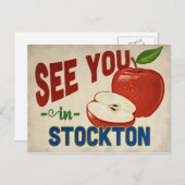 ストックトンカリフォルニアアップル – ヴィンテージ旅行 ポストカード (正面/裏面)