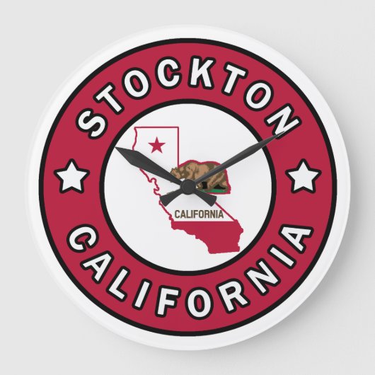 ストックトンカリフォルニア ラージ壁時計 (正面)