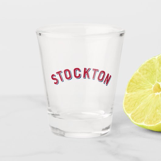 ストックトン、カリフォルニアヴィンテージアーチ ショットグラス (正面)