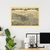 ストックトン、CAパノラママップ – 1895b ポスター (ホームオフィス)