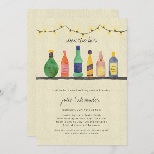 ストックバーウェディングシャワー 招待状 (正面/裏面)