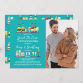 ストックバーパーティー婚約カップルのシャワーフォト 招待状 (正面/裏面)