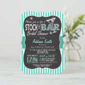 ストックバーブライダルシャワー；アクアストライプ 招待状 (スタンド正面)
