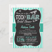 ストックバーブライダルシャワー；アクア招待状 インビテーションポストカード (正面/裏面)