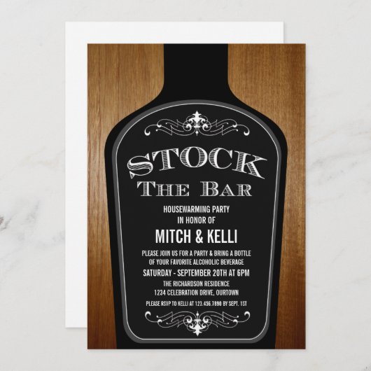 ストックバー引っ越し祝いパーティーパーティの招待状 招待状 (正面/裏面)