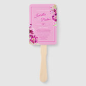 ストックフラワーピンクの水彩結婚式プログラム ハンドファン (正面)