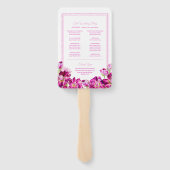 ストックフラワーピンクの水彩結婚式プログラム ハンドファン (裏面)