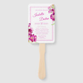 ストックフラワーピンクの水彩結婚式プログラム ハンドファン (正面)