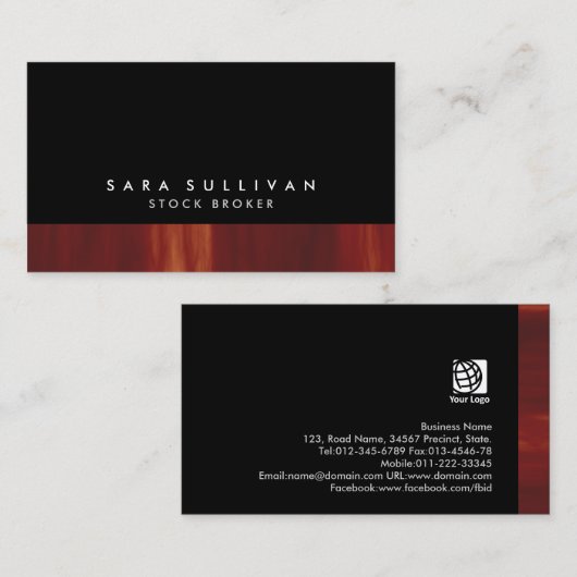 ストックブローカーはっきりしたブラック抽象芸術サンセットグラデーション 名刺 (正面/裏面)