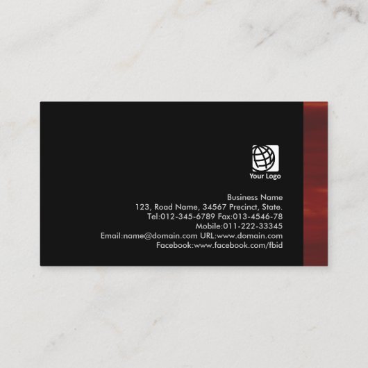 ストックブローカーはっきりしたブラック抽象芸術サンセットグラデーション 名刺 (裏面)