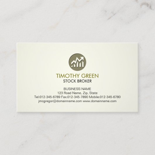 ストックブローカーマネーインベストメント株価チャートのアイコンバス 名刺 (正面)
