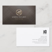 ストックブローカー共有グラフアイコン金ゴールドブラシ付きメタル 名刺 (正面/裏面)