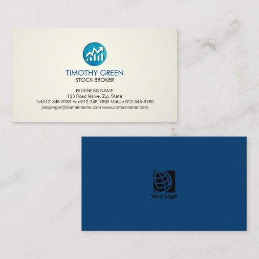 ストックブローカー投資株価グラフアイコン 名刺 (正面/裏面)
