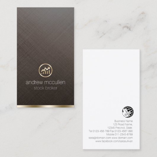 ストックブローカー金ゴールド株価チャートのアイコン 名刺 (正面/裏面)