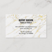 ストックブローカー |ストックグラフ |金ゴールド白大理石 名刺 (裏面)