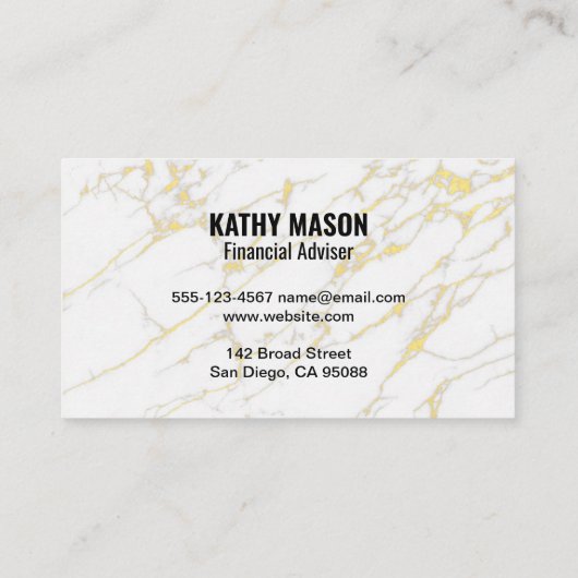 ストックブローカー |ストックグラフ |金ゴールド白大理石 名刺 (裏面)