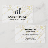 ストックブローカー |ストックグラフ |金ゴールド白大理石 名刺 (正面/裏面)