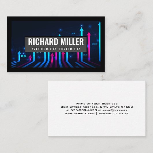 ストックブローカー |上の矢印 |財務 名刺 (正面/裏面)