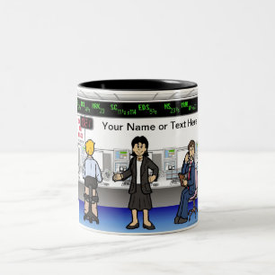ストックブローカー- PrintedPerfectによる女性漫画 ツートーンマグカップ