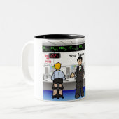 ストックブローカー- PrintedPerfectによる男性の漫画 ツートーンマグカップ (正面左)