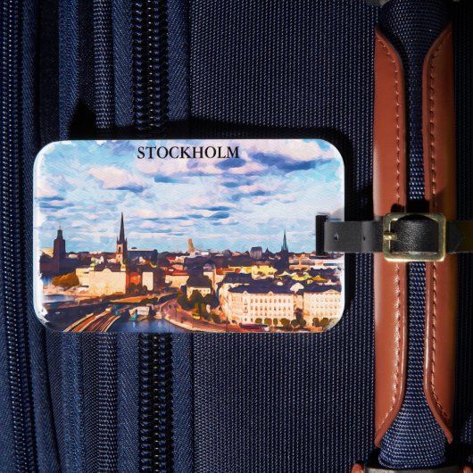 ストックホルスタイリッシュムスウェーデンパノラマシティビュー ラゲッジタグ (正面インサイチュ4)