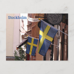 ストックホルムの旧市街のスウェーデン国旗 ポストカード