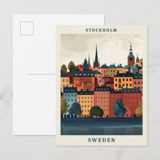 ストックホルムエレガントスウェーデンアートヴィンテージ旅行 ポストカード (正面/裏面)