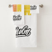 ストックホルムシティスウェーデンカラフルグラフィックホワイト バスタオルセット (インサイチュ)