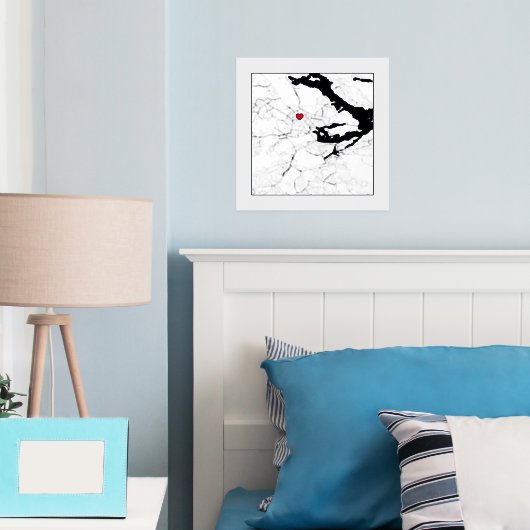 ストックホルムスウェーデンのモダン階級のエレガント贈り物の地図 箔ポスター (インサイチュ (寝室))