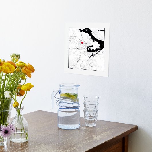 ストックホルムスウェーデンのモダン階級のエレガント贈り物の地図 箔ポスター (レイダウン (キッチン))